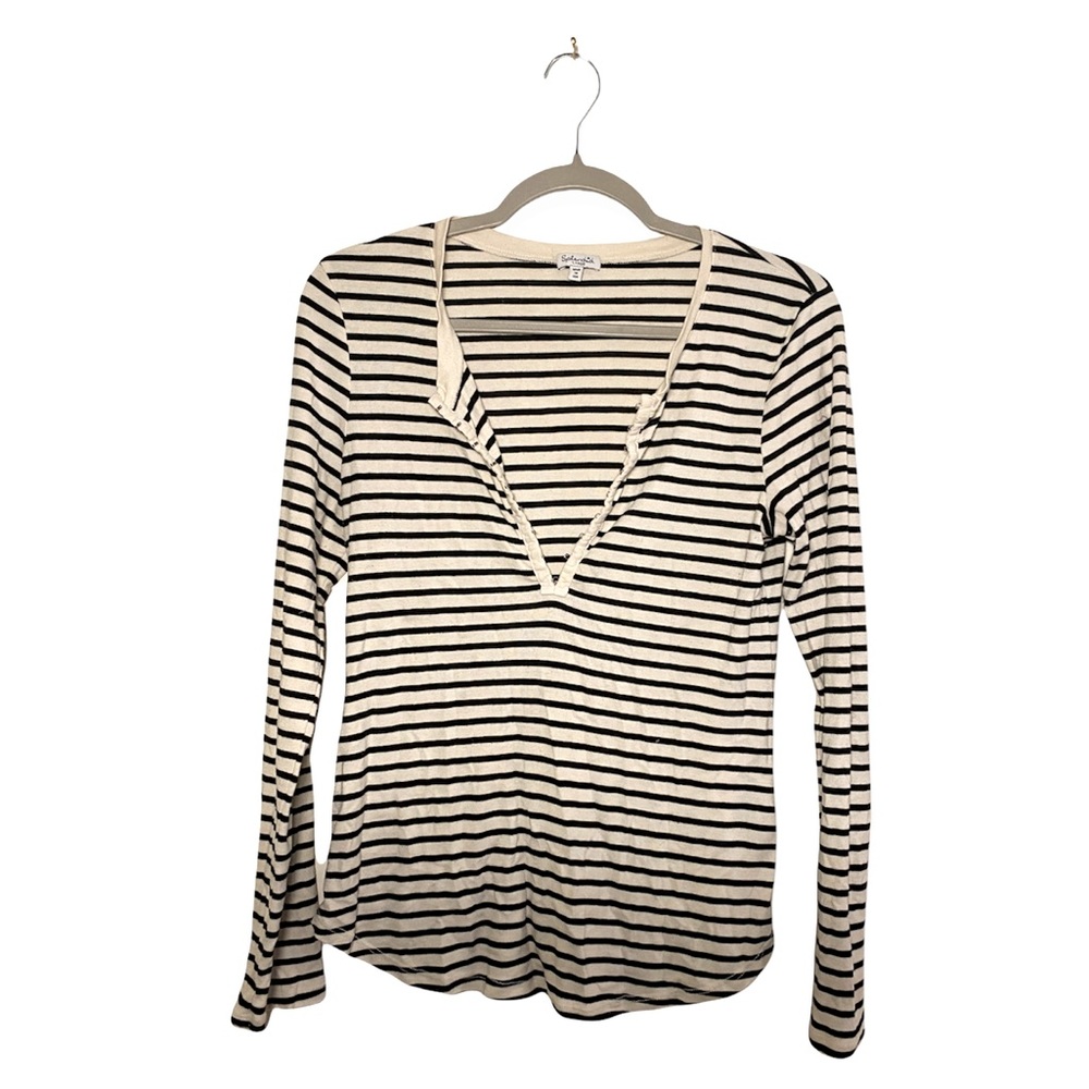 Splendid black and white stripped v-neck long sleeve.
